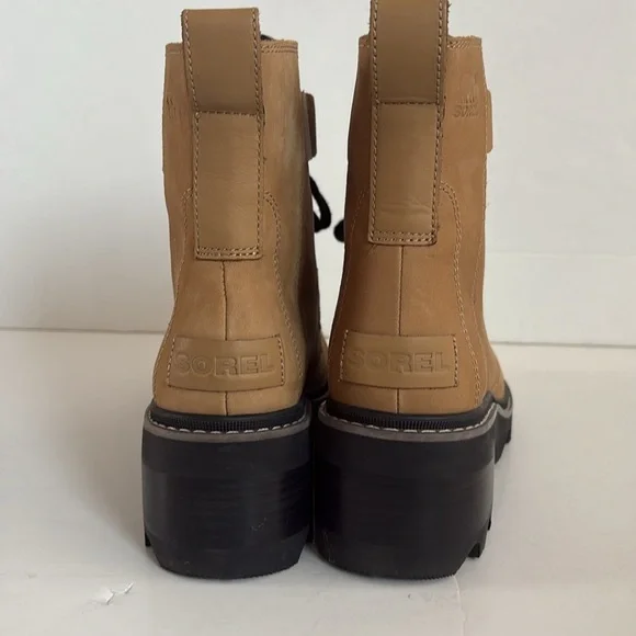 Sorel Jane Now lace up d-ring heel combat boot caribou buff waterproof boot - Picture 9 of 16